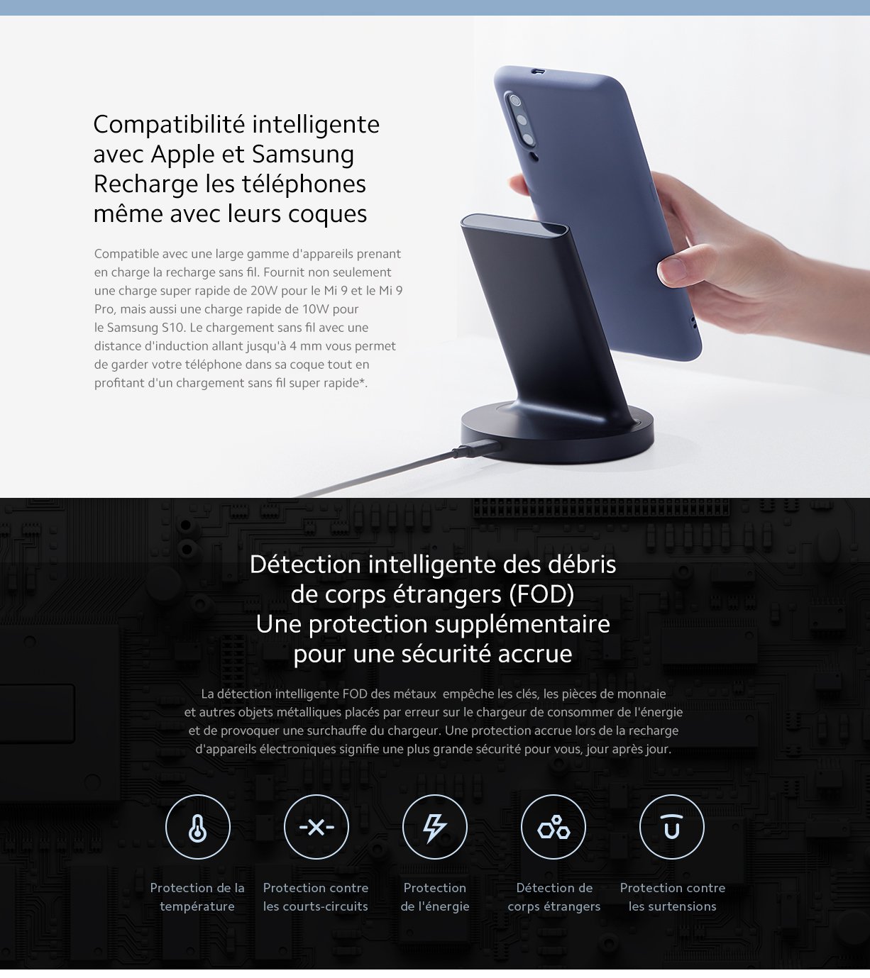 Chargeur Sans Fil Xiaomi Mi / 20W / Noir